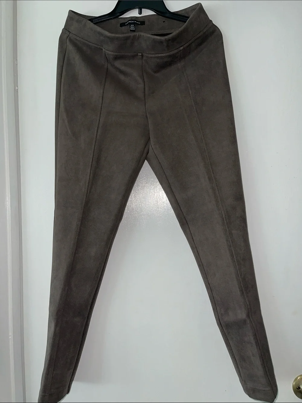 Andrew Marc Taupe Ponte Suede-Look Pants